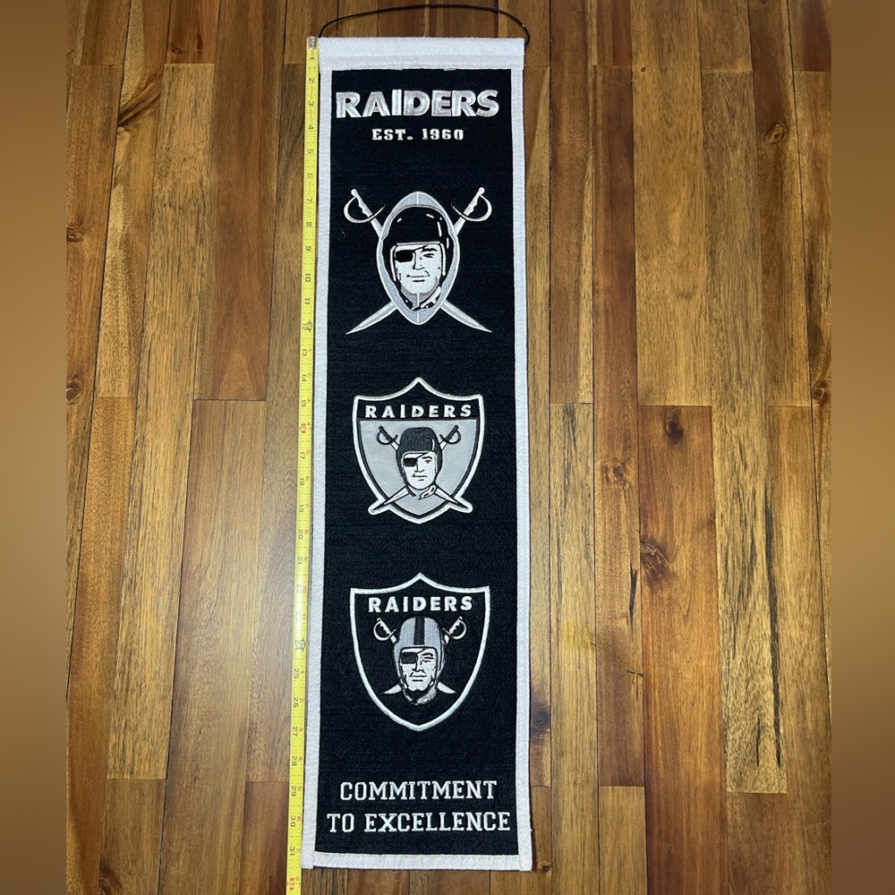 Raiders Black and White Wall Banner 8x32